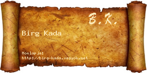 Birg Kada névjegykártya